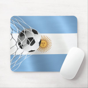 Tapis De Souris Bal De Football Sur Le Drapeau Argentine