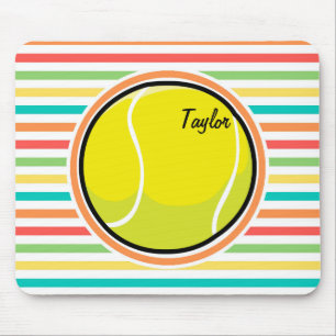 Tapis De Souris Bal De Tennis ; Bright Rainbow Strips