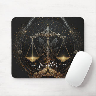 Tapis De Souris Balance zodiaque noir et or
