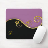 Tapis De Souris Balayage noir pourpre avec initial (Avec souris)