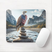Tapis De Souris Bald Eagle Au Caire Avec Drapeau Américain (Avec souris)