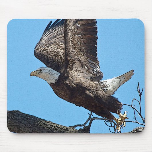 Tapis De Souris Bald Eagle décolle (Devant)