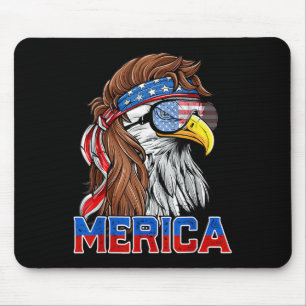 Tapis De Souris Bald Eagle Mullet Merica drapeau américain Patriot