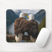 Tapis De Souris Bald Eagle Protecting His Mate (Avec souris)