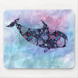 Tapis De Souris Baleine ornementale de silhouette