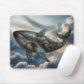Tapis De Souris Baleine Steampunk dans les Nuages (Avec souris)