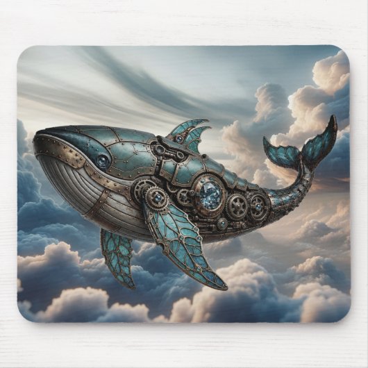 Tapis De Souris Baleine Steampunk dans les Nuages (Devant)