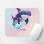Tapis De Souris Baleine tueuse Kawaii Orca Personnalisée Bleu & Ro (Avec souris)