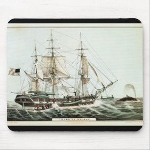 Tapis De Souris Baleinier américain, gravé par Nathaniel Currier