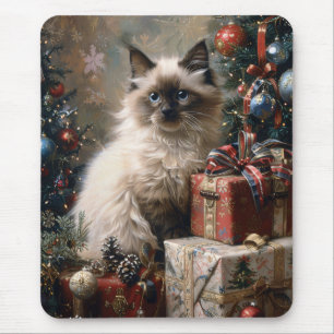 Tapis De Souris Balinais Kitten Noël Portrait de chat