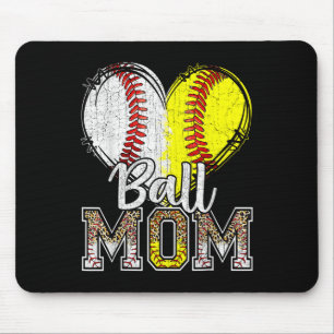 Tapis De Souris Ball Maman Heart Baseball Softball Mama Femmes Mèr