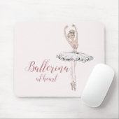 Tapis De Souris Ballerina au coeur Citation simple rose pâle Parti (Avec souris)