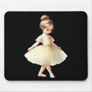 Tapis De Souris Ballerina Jaune Fille Danse Ballet Aquarelle
