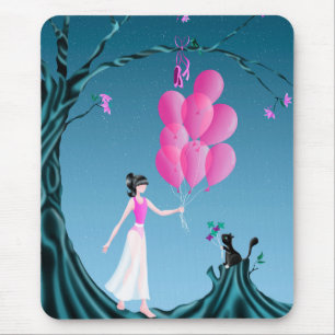 Tapis De Souris Ballerina mignonne et chatons rose