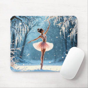 Tapis De Souris Ballerina neige danse hivernale beauté art