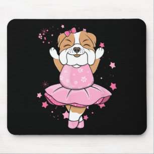 Tapis De Souris Ballett de chien de chien de chien rose Ballerina
