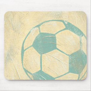 Tapis De Souris Ballon de football bleu en pastel par Chariklia