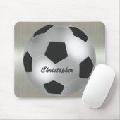 Tapis De Souris Ballon de football d'argent nommé personnalisable (Avec souris)