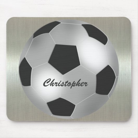 Tapis De Souris Ballon de football d'argent nommé personnalisable (Devant)