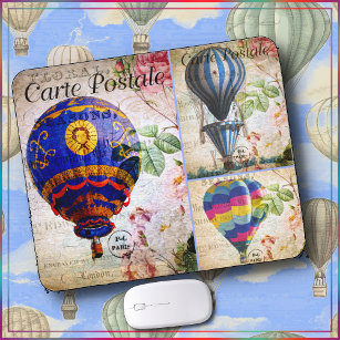Tapis De Souris Ballons à air chaud de cartes postales Vintages fr