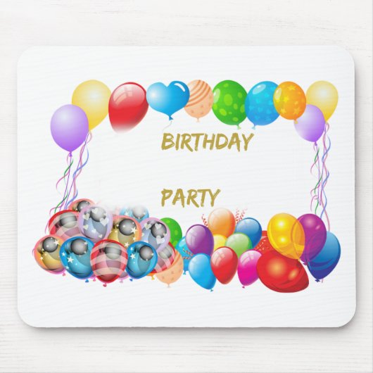 Tapis De Souris Ballons d'anniversaire rose (Devant)