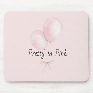 Tapis De Souris Ballons Rose Pâle avec Ruban