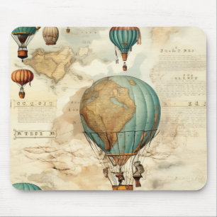Tapis De Souris Balloon vintage à air chaud dans un paysage serein