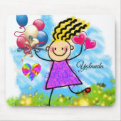 Tapis De Souris Balloons Girl Floral Souris Pad! Panier de souris (Devant)