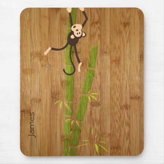 Tapis De Souris Bambou et singe Mousepad drôle (Devant)