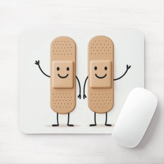 Tapis De Souris Bandage Stick Figure Couple Waving (Avec souris)