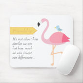 Tapis De Souris Bande dessinée d'amitié : Flamant rose rose avec (Avec souris)