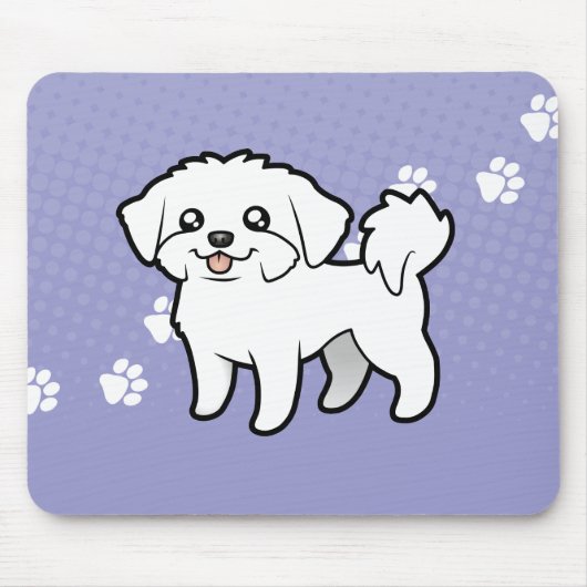 Tapis De Souris Bande dessinée maltaise (chiot coupé) (Devant)