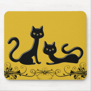 Tapis De Souris Bande dessinée noire II Mousepad de chatons