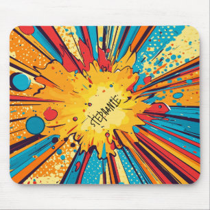 Tapis De Souris Bande dessinée rétro Explosion jaune Pop Art