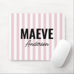 Tapis De Souris Bande rose et blanc personnalisées moderne élégant<br><div class="desc">La typographie minimaliste moderne girly rose et blanche rayure élégant simple unique unique design personnalisé de tasse cadeau.</div>