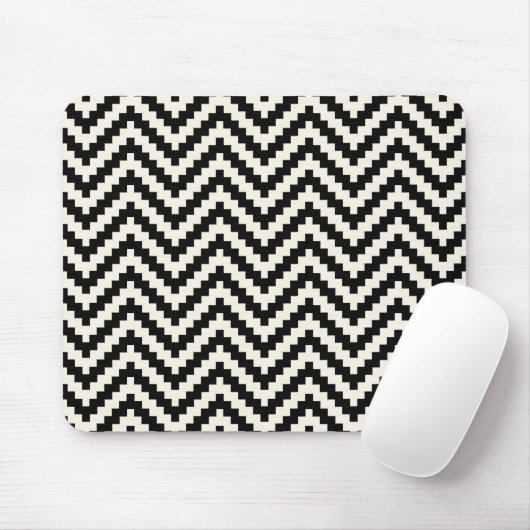 Tapis De Souris Bande verticale Zigzag Chevron en noir (Avec souris)