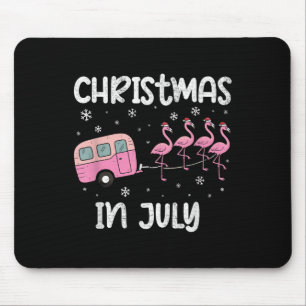 Tapis De Souris Banderole de flamant rose de Noël en juillet Camér
