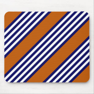 Tapis De Souris Bandes bleu marine et blanc avec orange brûlé