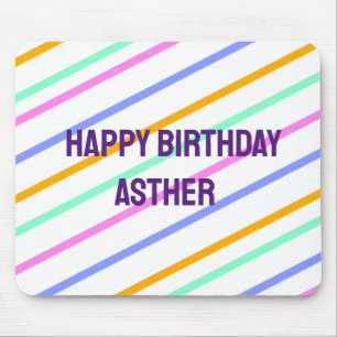 Tapis De Souris Bandes colorées joyeux anniversaire ajouter nom ch