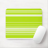 Tapis De Souris Bandes complexes en vert citron et blanc (Avec souris)