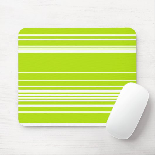 Tapis De Souris Bandes complexes en vert citron et blanc (Avec souris)