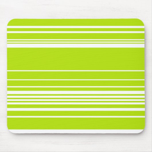 Tapis De Souris Bandes complexes en vert citron et blanc (Devant)