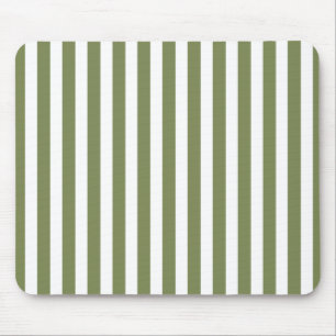 Tapis De Souris Bandes de bonbons vert olive et blanc
