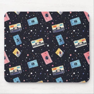 Tapis De Souris Bandes de cassettes rétro dans l'espace cosmique