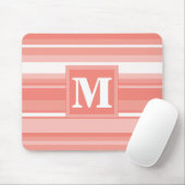 Tapis De Souris Bandes de corail monogramme (Avec souris)