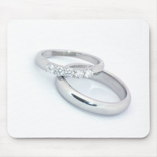 Tapis De Souris Bandes de Mariage Argent/Enregistrer la date (Devant)