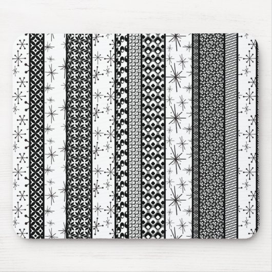 Tapis De Souris Bandes de Motifs rétro noir et blanc 1 (Devant)