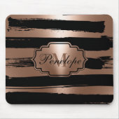 Tapis De Souris Bandes de pinceau rose or (Devant)