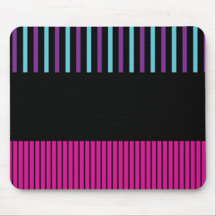 Tapis De Souris Bandes de pop couleur - rose, pourpre, bleu et noi