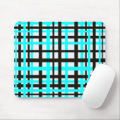 Tapis De Souris Bandes d'entrelacement noir blanc Turquoise (Avec souris)